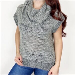 KAISELY Grey Wool Mohair Cozy Fuzzy Cowl Neck Sweater Boho Bohemian Medium
